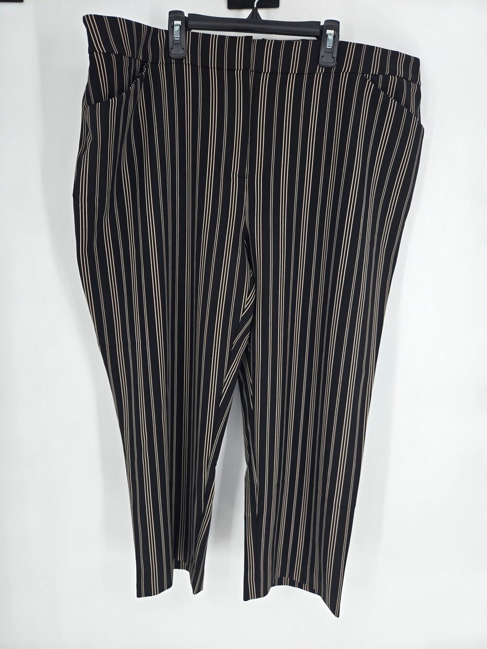 Chico's Black & Tan Striped Ankle Pants Size 3.5R US 18R Stretch Comfort Waist